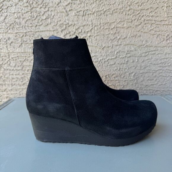 Birkenstock Papillio Ebba Wedge Boots Women’s 9US or 40EU Black Suede Leather - Picture 3 of 14